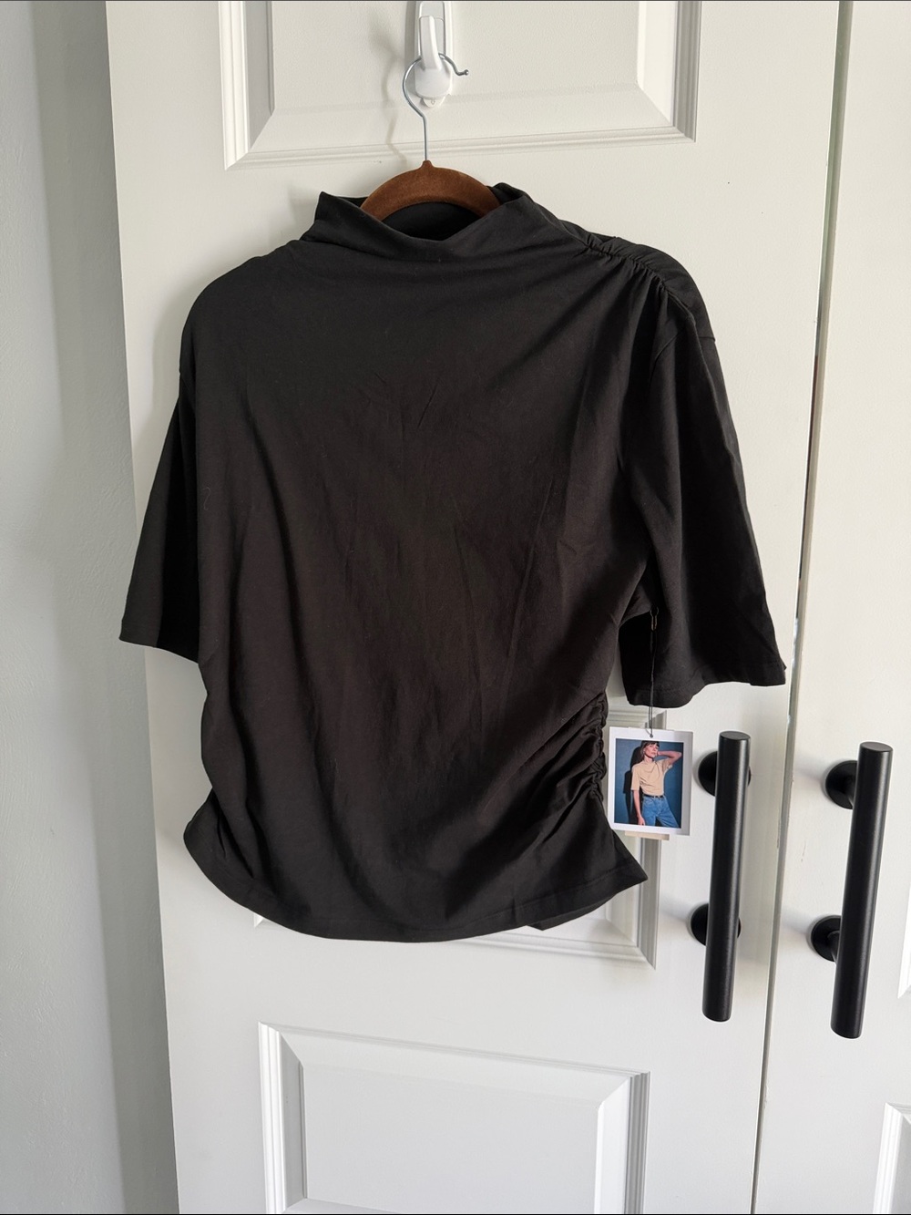 Anthropologie Nation Los Angeles Black organic cotton Mock Neck Shirt size‎ XL